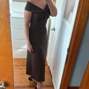 Occasion Off-Shoulder Brown Dress, NWOT Old Navy Occasion dress, packable dress